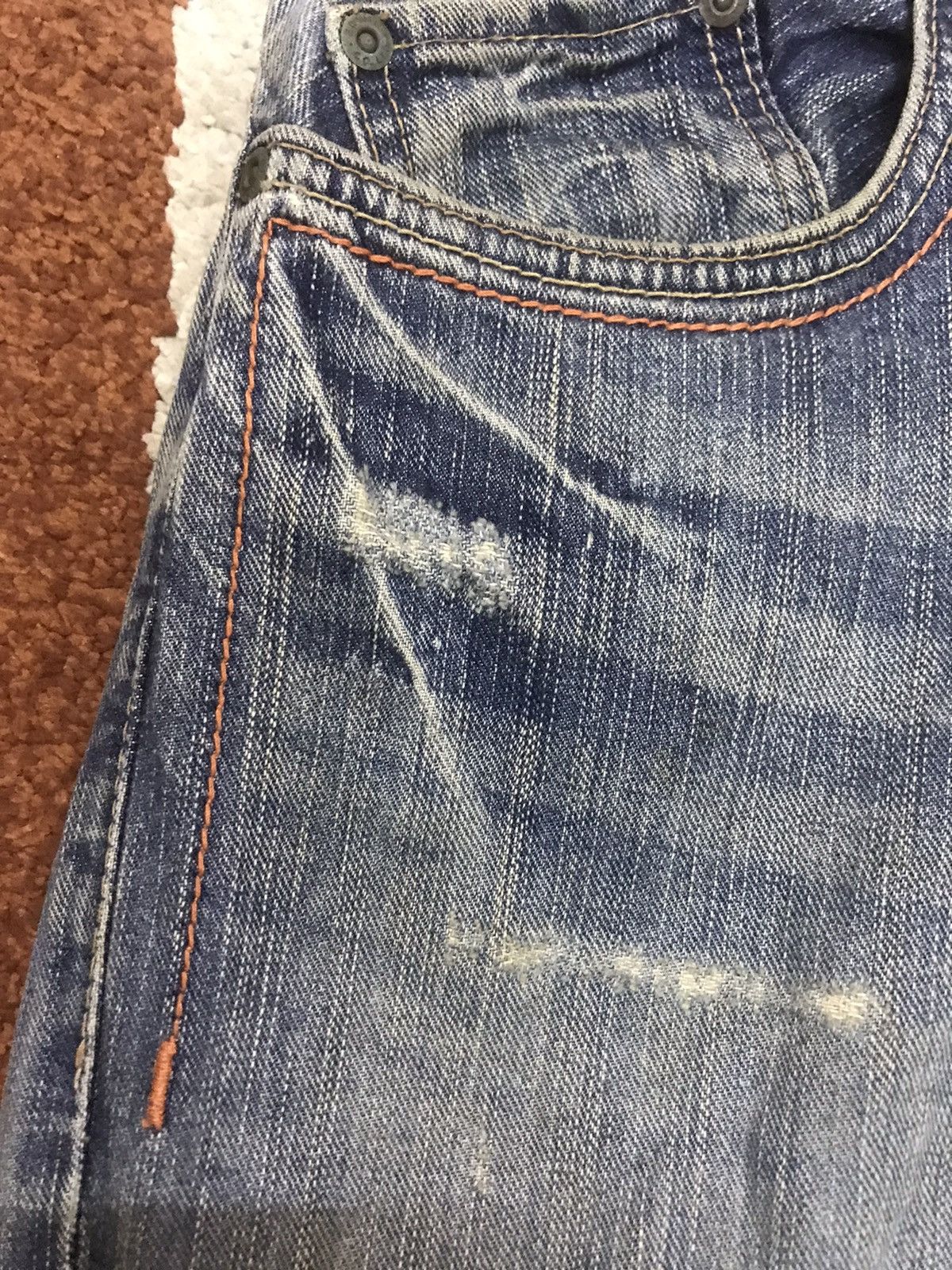 Edwin Flare EDWIN XVS Cinch Back Distressed Denim Size US 31 - 11 Thumbnail