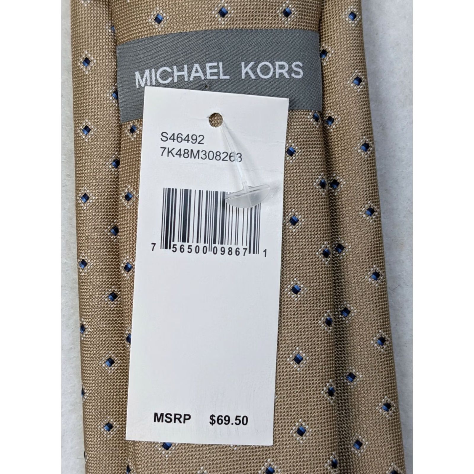 Michael Kors Michael Kors Men's Tie Geometric Blue Brown Silk Satin 58" One Size 3" Wide New Size ONE SIZE - 2 Thumbnail