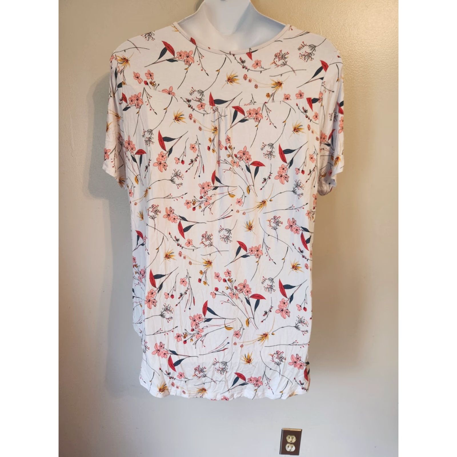 Vintage Taohuadao White Lace Trim Floral Print Short Sleeve Casual Top Shirt 4XL Size XXL / US 16-18 / IT 52-54 - 5 Thumbnail