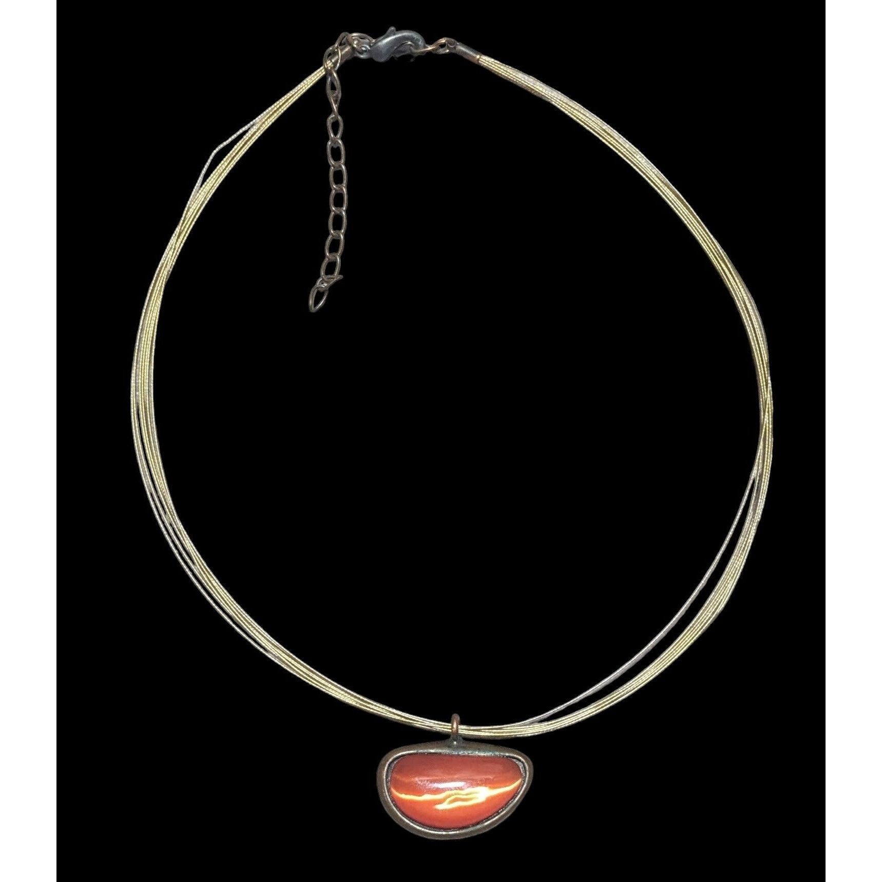 Other Orange Glass Abstract Cateye Pendant Necklace Size ONE SIZE - 1 Thumbnail