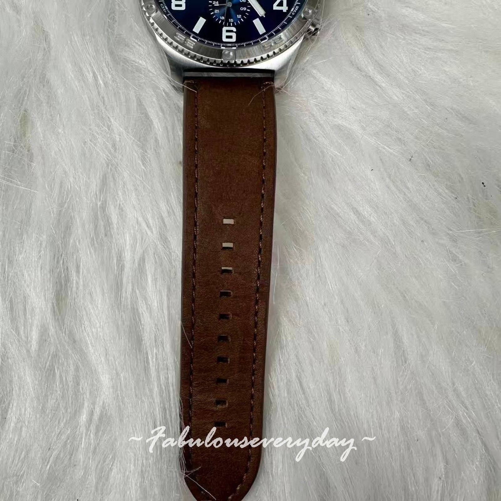 Fossil FOSSIL Mens Brox Multifunction Brown Leather Watch 50mm Blue Size ONE SIZE - 7 Thumbnail
