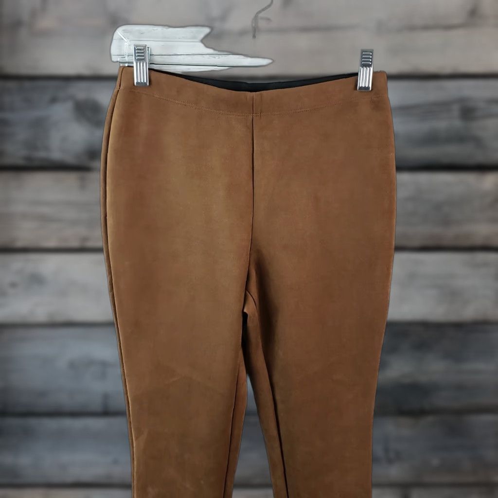 Vintage Catherine Malandrino Womens Pants PS Brown Faux Leather Skinny Pull On Cropped 25 Inseam Womens Pants Brown PS Size 28" / US 6 / IT 42 - 1 Thumbnail