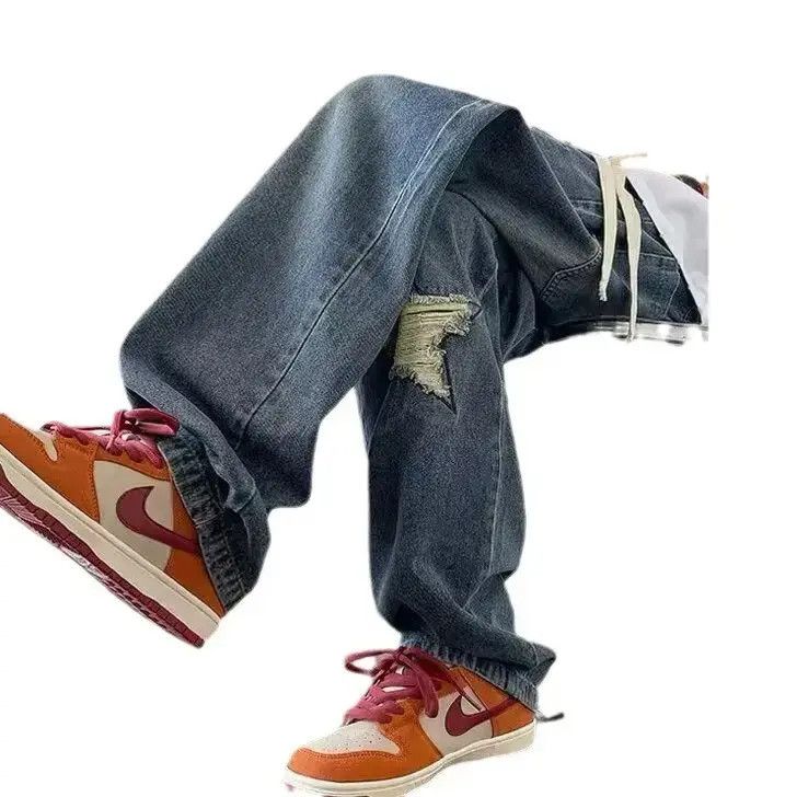 Japanese Brand Vintage wide leg ripped embroidered jeans Size US 32 / EU 48 - 4 Thumbnail