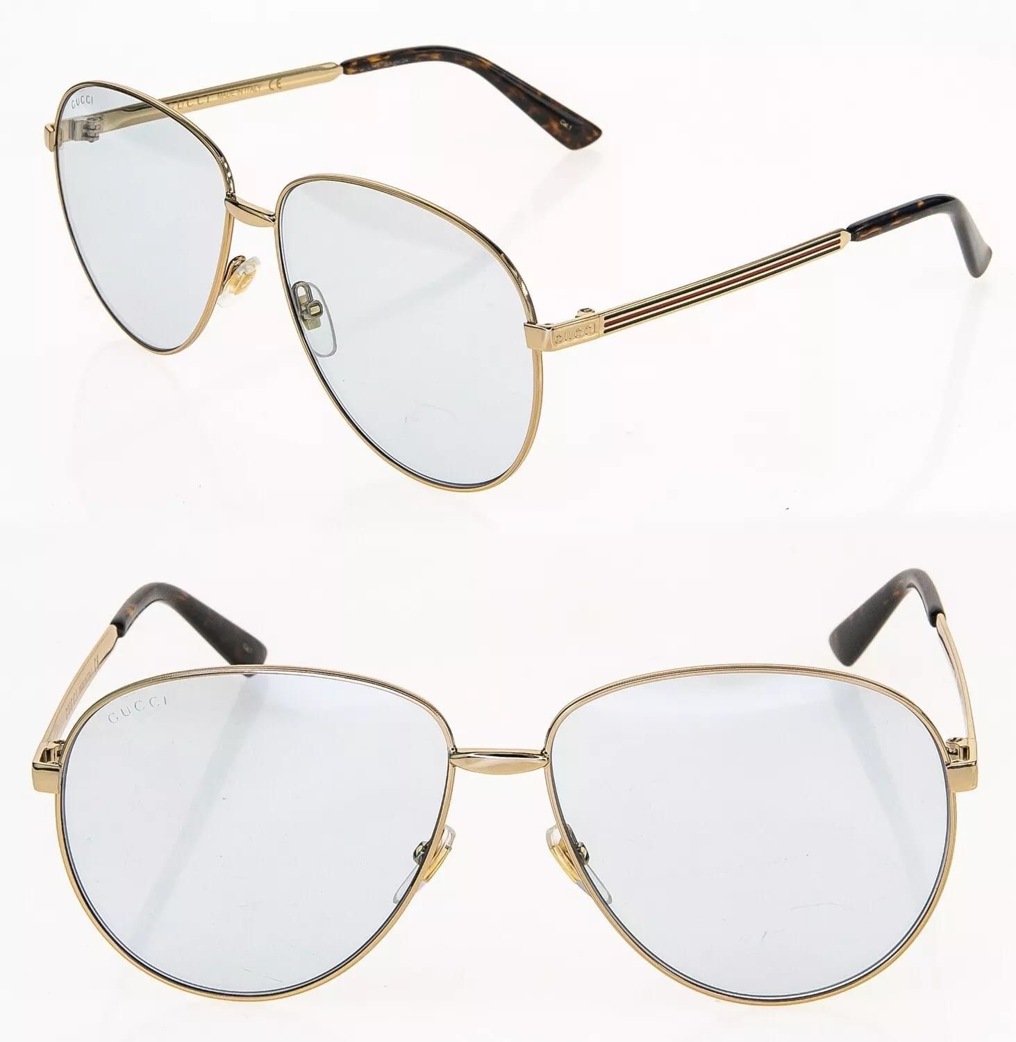 Gucci GUCCI WEB 0138 Gold Blue Aviator Sunglasses GG0138S 2280 004 Size ONE SIZE - 1 Thumbnail