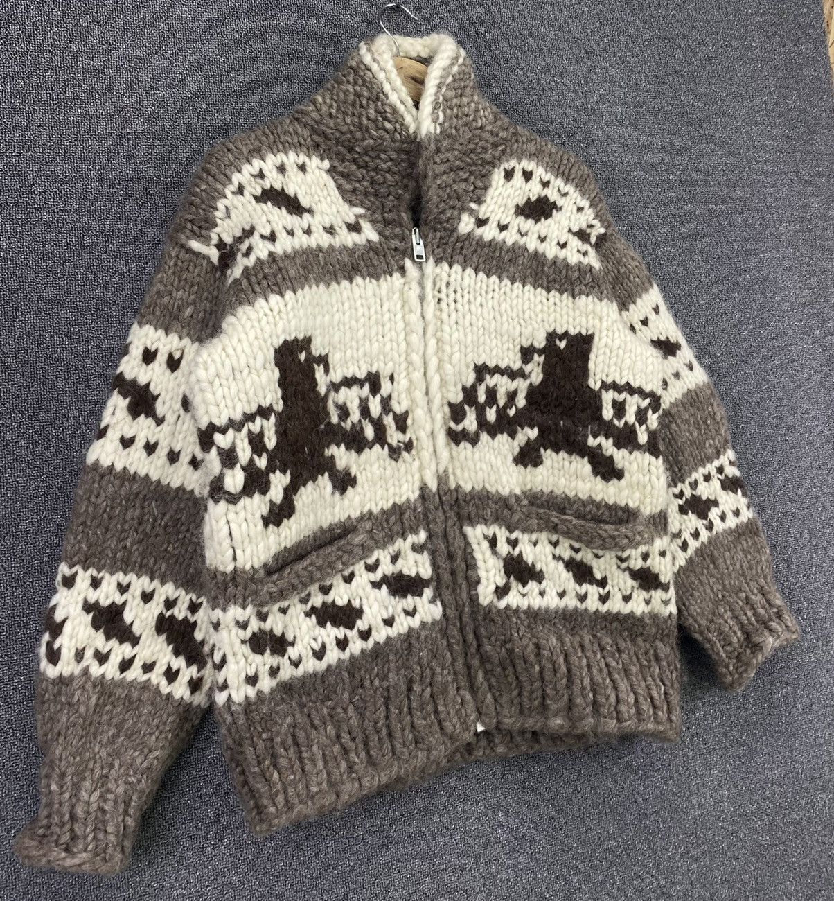 Vintage Vintage Handknit Cowichan Eagle Wool Knit Sweater Jacket Size US M / EU 48-50 / 2 - 2 Thumbnail