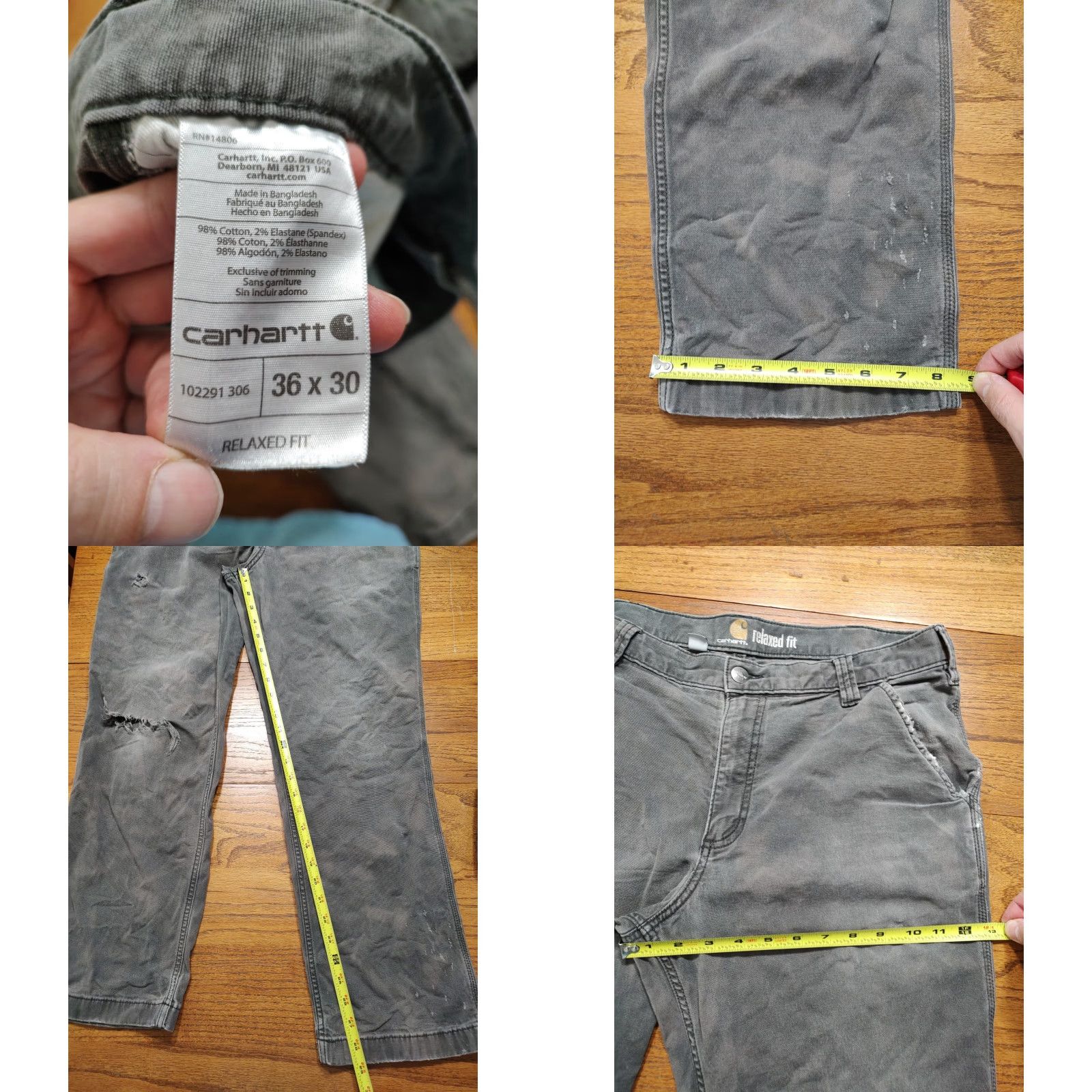 Carhartt Carhartt Pants Mens 36x30 Acid Wash Tie Dye Olive Green Canvas Distressed Relax Size US 36 / EU 52 - 8 Thumbnail