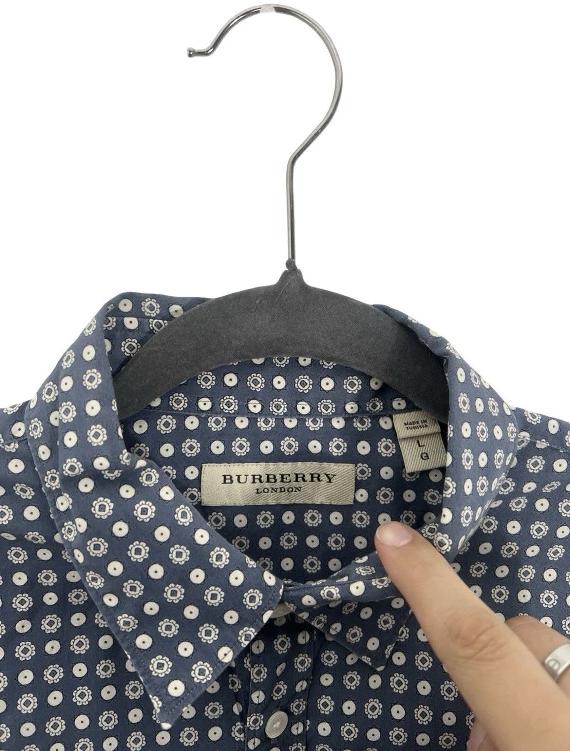 Burberry Burberry London Men's L Short Sleeve Button Up Shirt Blue Size US L / EU 52-54 / 3 - 2 Thumbnail