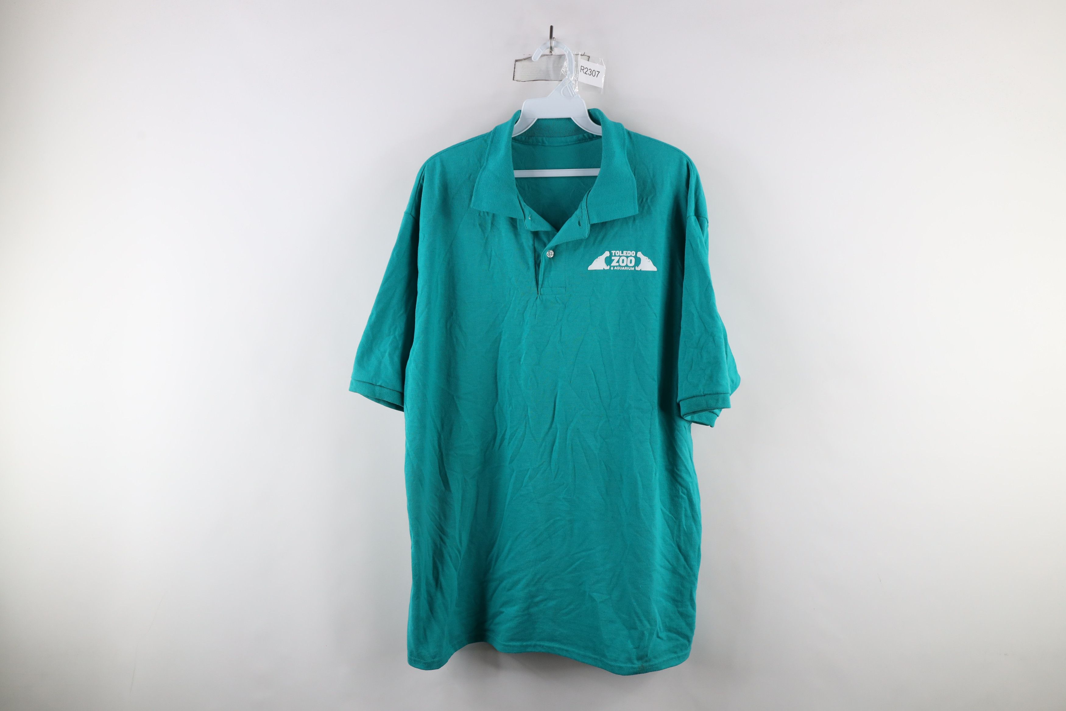 Vintage Vintage 90s Toledo Zoo & Aquarium Collared Polo Shirt Teal Size US L / EU 52-54 / 3 - 1 Thumbnail