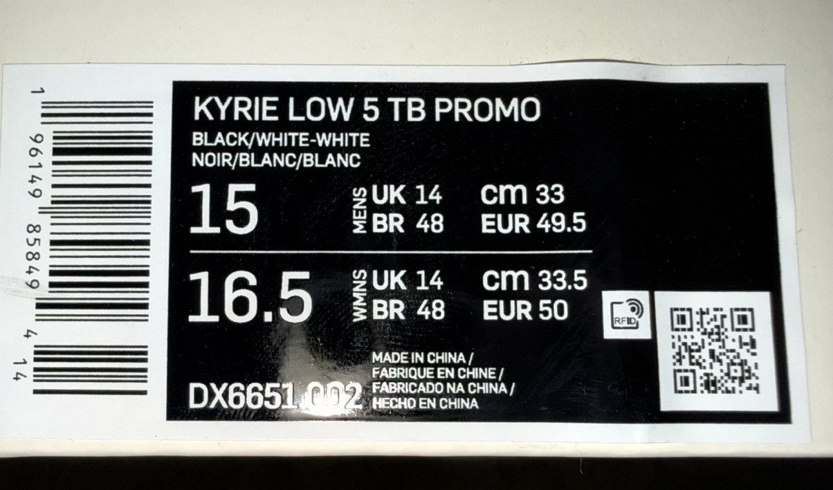 Nike Nike Kyrie 5 TB Promo (players only) Black “Reverse Panda” Size US 15 / EU 48 - 4 Thumbnail