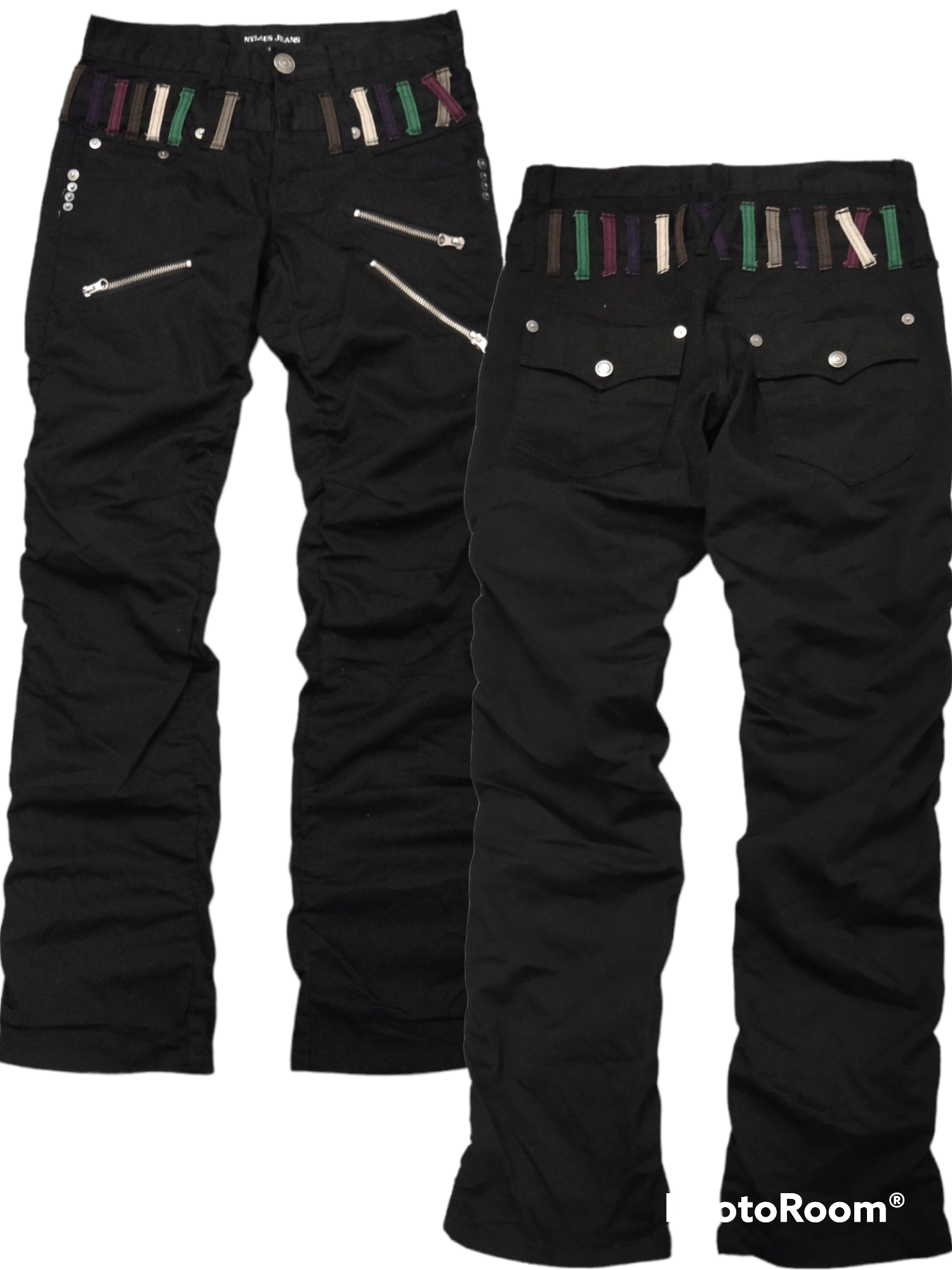 Japanese Brand BLACK DOUBLE WAIST MULTIZIPPER NYLAUS PANTS Size US 29 - 1 Thumbnail