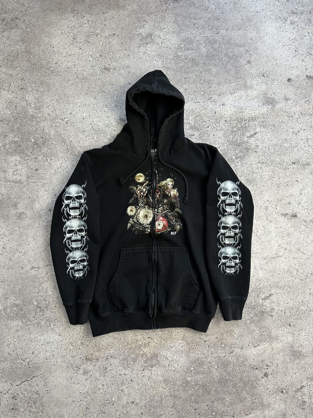 Japanese Brand × Vintage Vintage Distressed Hoodie Death Big Logo Y2K Ed Hardy Style Size US M / EU 48-50 / 2 - 2 Thumbnail