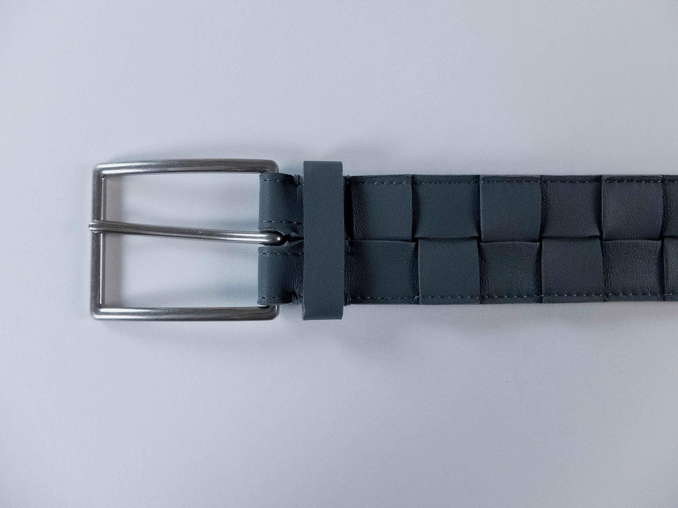 Bottega Veneta BOTTEGA VENETA gray intrecciato leather belt 100 Size 38 - 3 Thumbnail