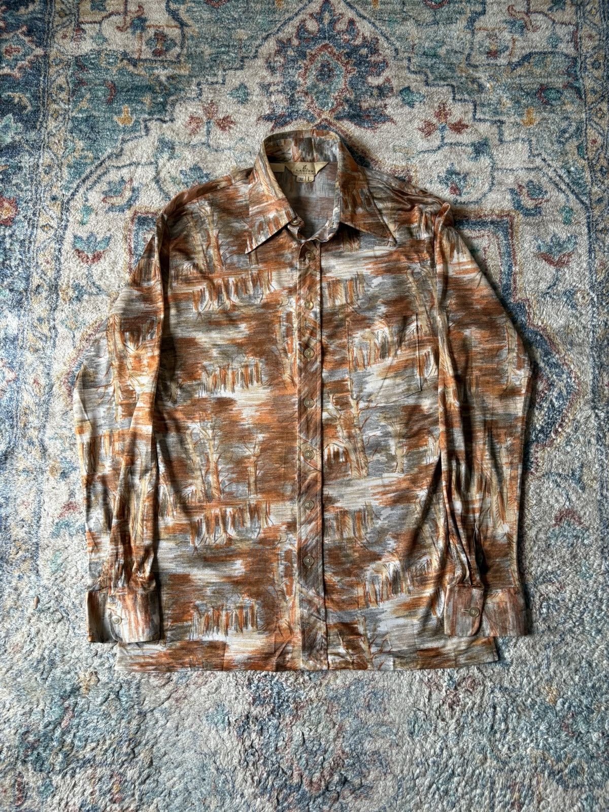 Vintage Vintage 70s Lancer Abstract Print Button-up Shirt Size US L / EU 52-54 / 3 - 1 Thumbnail