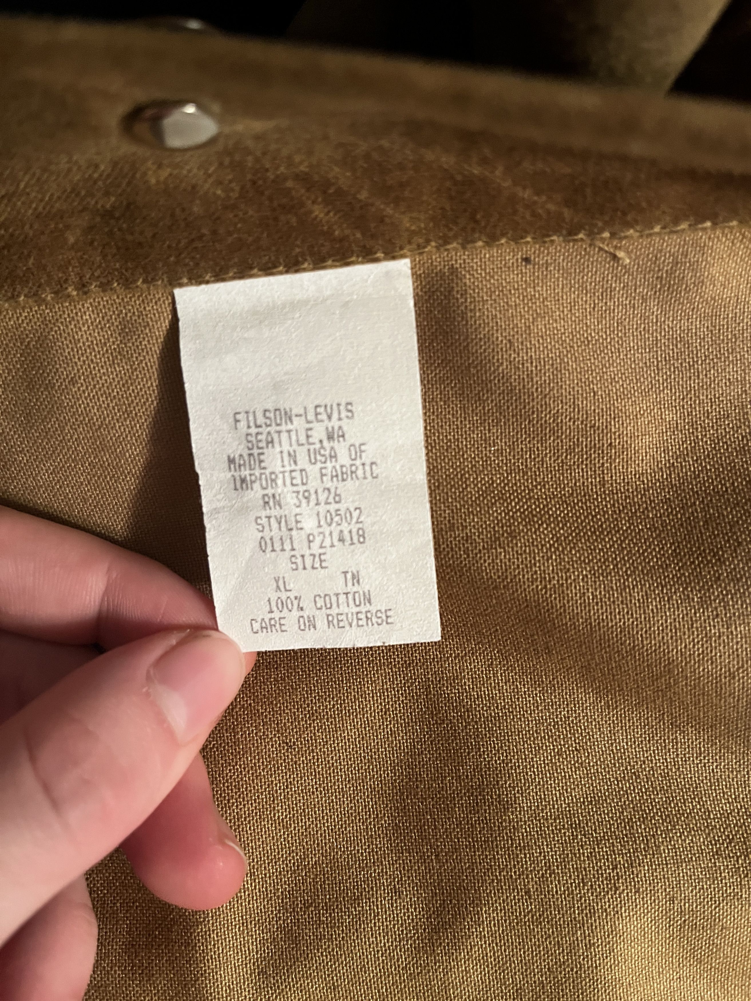 Filson × Levi's 2010 Levi’s x Filson Wax Finish Tin Cloth Trucker Size US XL / EU 56 / 4 - 7 Thumbnail