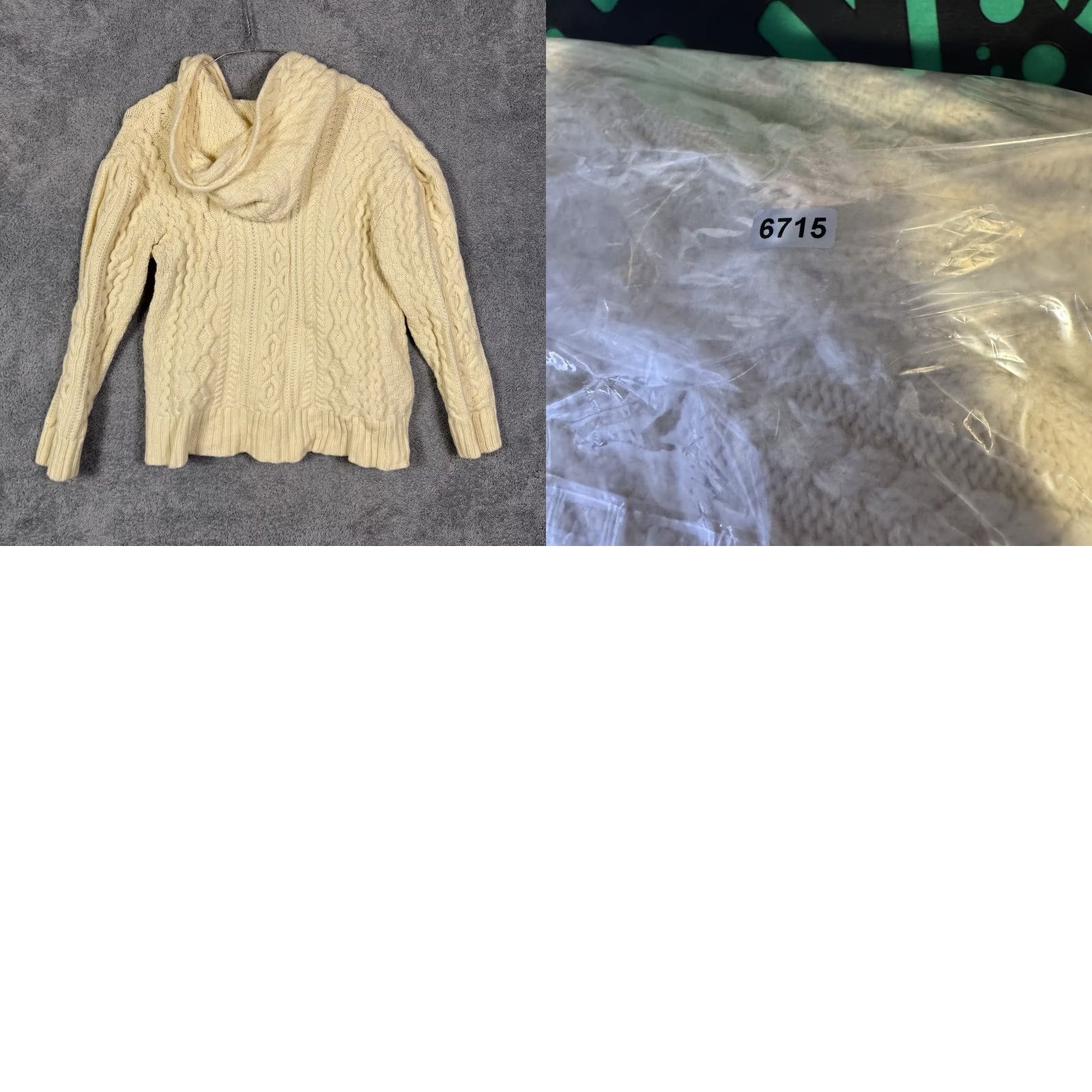 Vintage Aran Sweater Womens M Craft Hoodie Cable Knit Fisherman Merino Wool Pullover Size M / US 6-8 / IT 42-44 - 8 Thumbnail