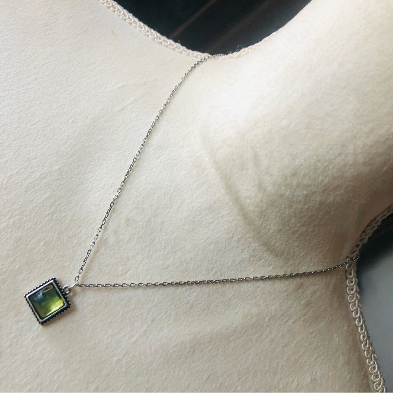 Handmade Handcrafted faceted dome peridot pendant on chain necklace Size ONE SIZE - 1 Thumbnail