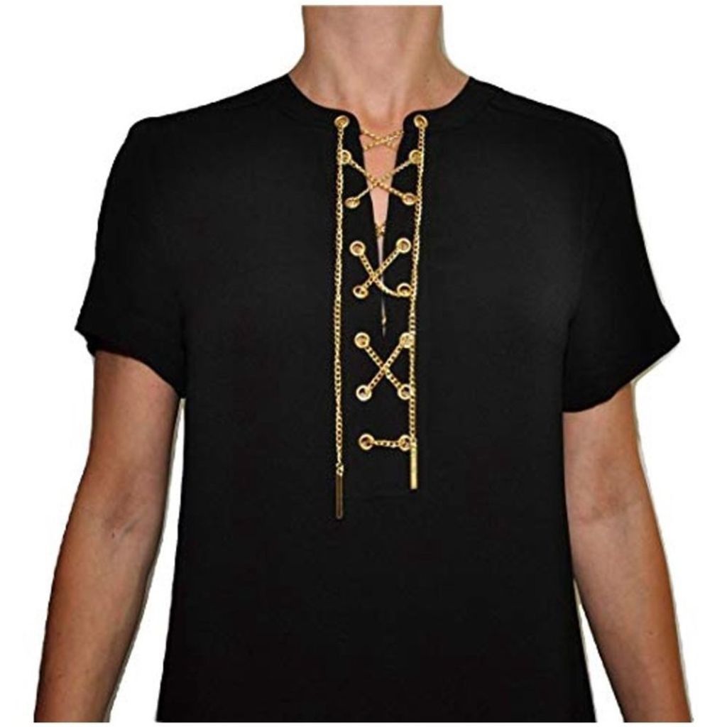 Michael Kors Michael Kors Golden Chain Shift Dress Black (X-Small). Size XS / US 0-2 / IT 36-38 - 2 Thumbnail
