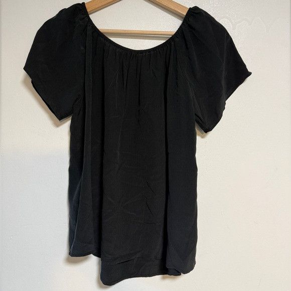 Joie Joie Black Short Sleeve Peasant Blouse Size S Size S / US 4 / IT 40 - 6 Thumbnail