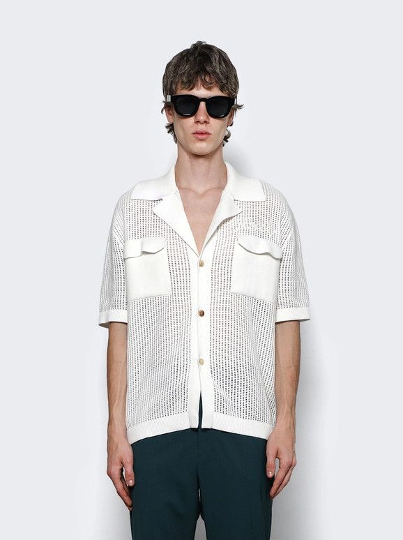 o1s1wg110126 Mesh Knit Camp Shirt in White