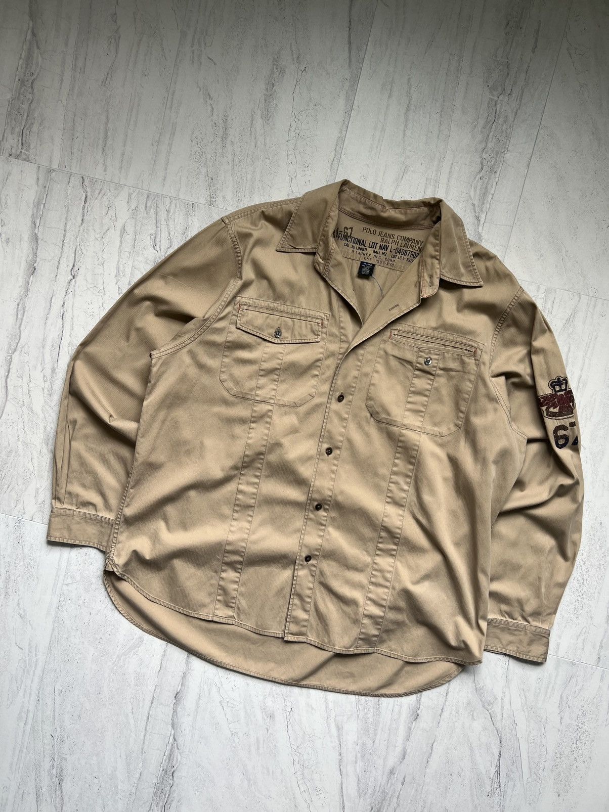 Polo Ralph Lauren Vintage Polo Ralph Lauren Tan Button Up Dress Shirt Size US XL / EU 56 / 4 - 2 Thumbnail