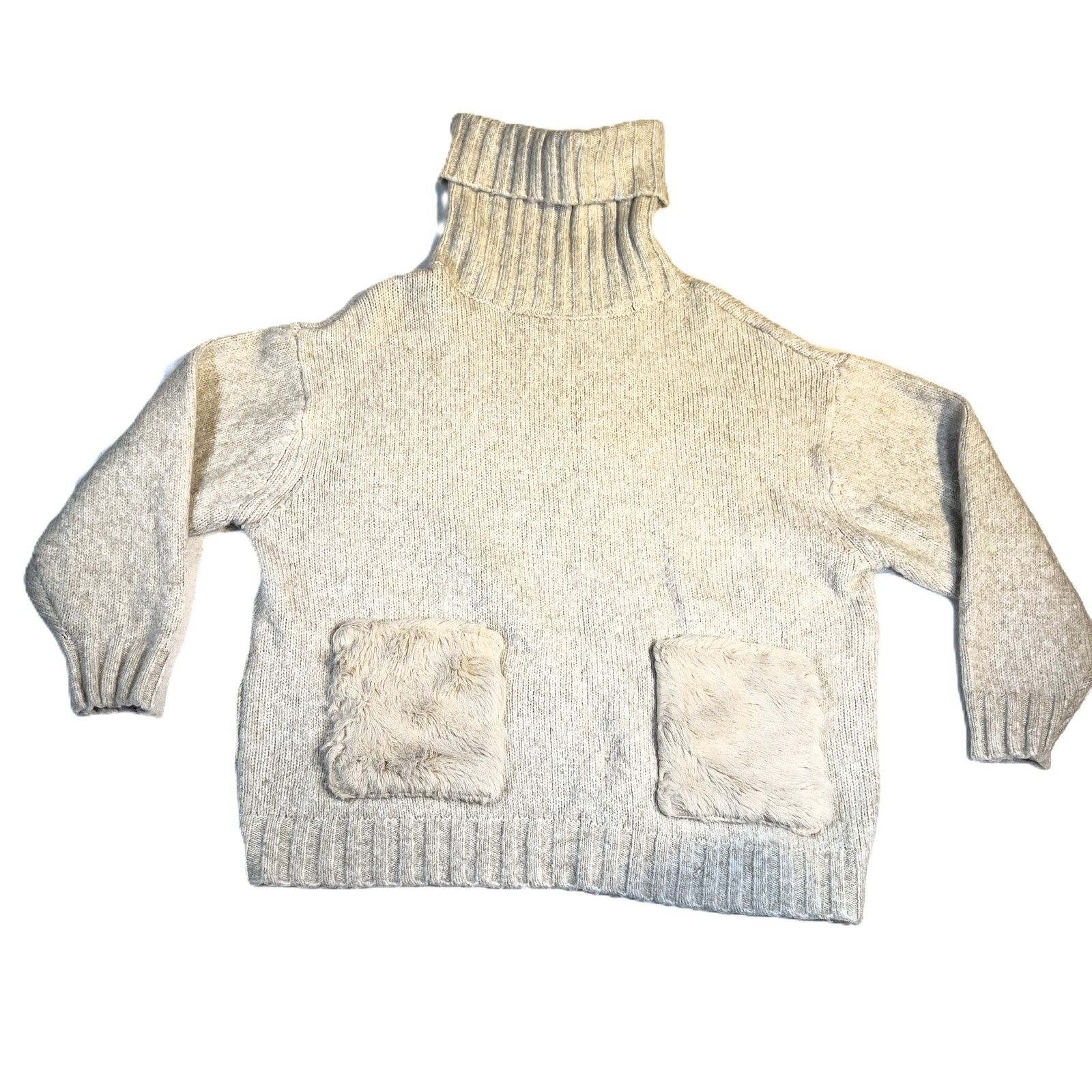 Zara Zara Knit Alpaca Blend Sweater Woman's M Turtleneck Pockets Size M / US 6-8 / IT 42-44 - 1 Thumbnail