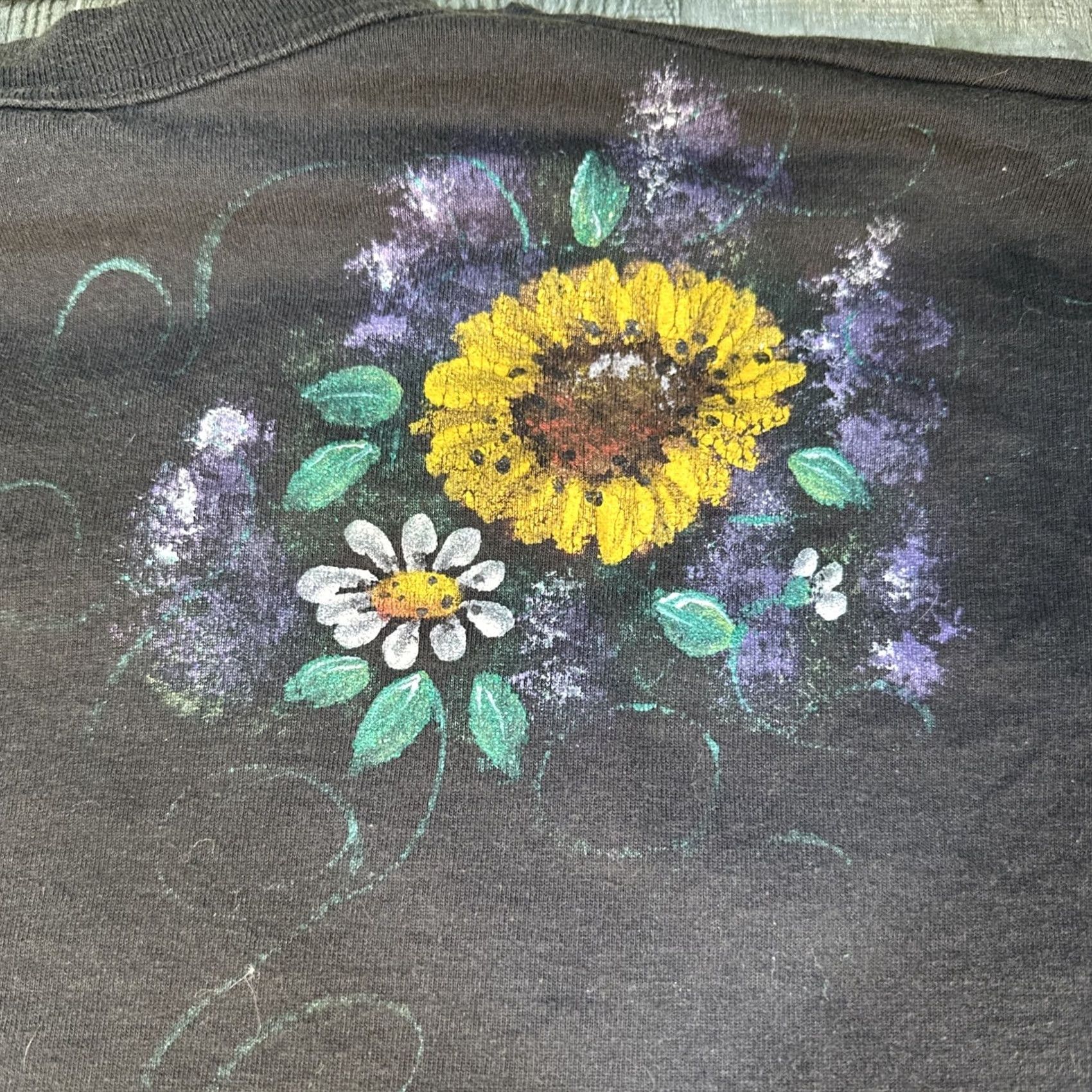 Fruit Of The Loom VINTAGE Sunflowers T Shirt Womens L Blacks Floral Nature Embroidered USA Fruit of the Loom Short Sleeve Crew Neck Cotton Size L / US 10 / IT 46 - 5 Thumbnail