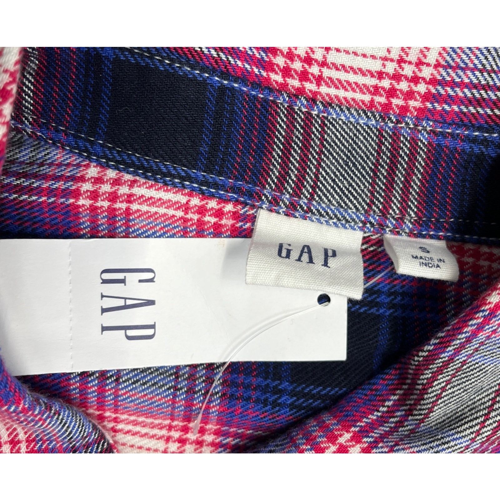 Gap NWT Gap Long Sleeve Drapey Plaid Top Navy Pink Soft Size S Size S / US 4 / IT 40 - 6 Thumbnail