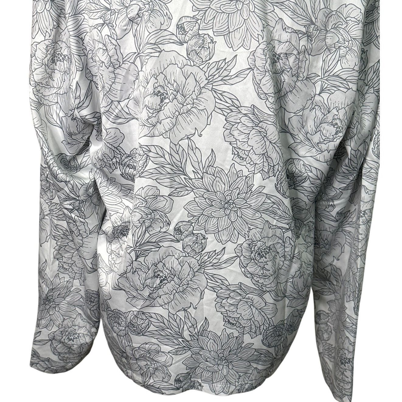 Nordstrom Nordstrom Rack Women's Gray/White Floral Satin Sleep Shirt M Size M / US 6-8 / IT 42-44 - 6 Thumbnail