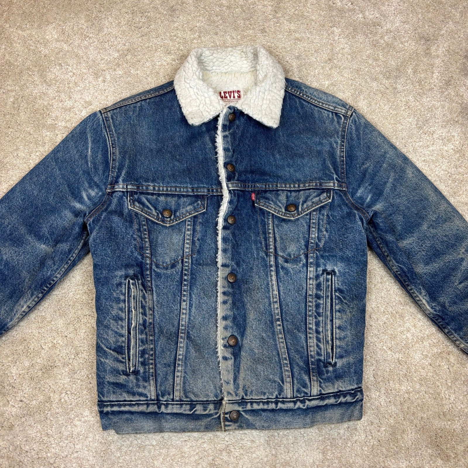 Levi's Vintage 80s 90 Levi's Sherpa Lined Trucker Jacket 36R Medium Size US M / EU 48-50 / 2 - 2 Thumbnail