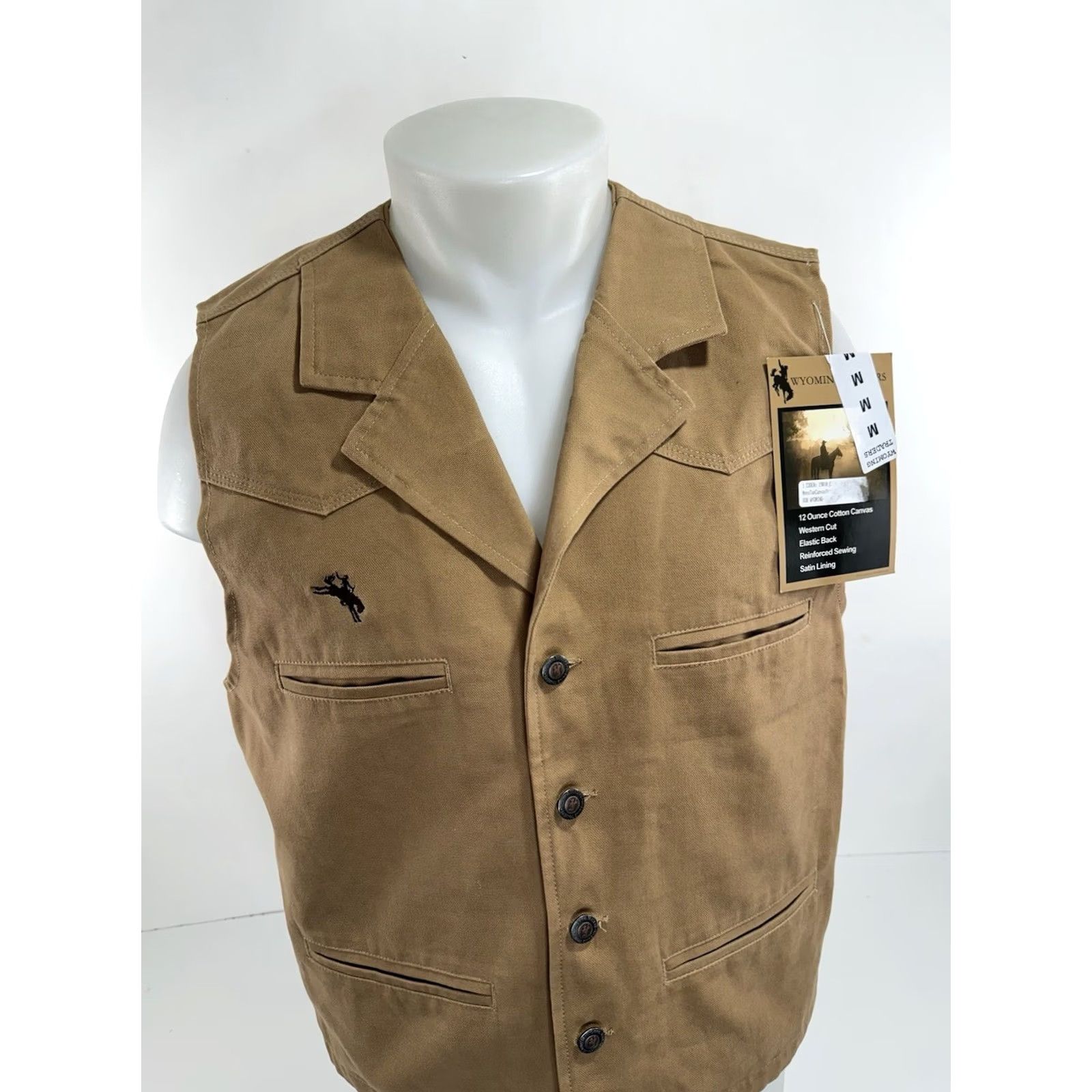 Vintage Wyoming Traders Canvas Embroidered Horse Western Vest M Brown Mens Size US M / EU 48-50 / 2 - 2 Thumbnail