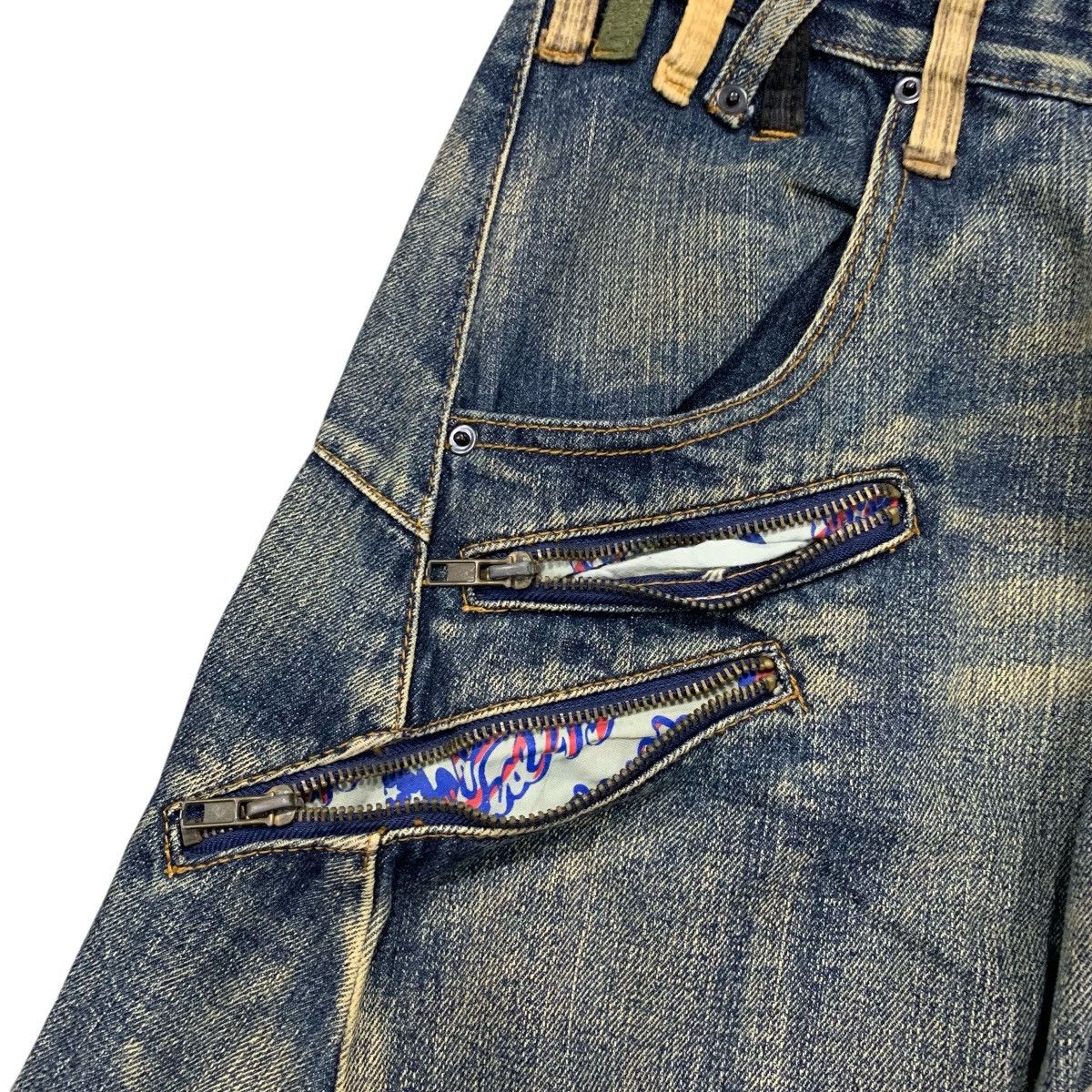 Japanese Brand LGB Style 2000’s KMK Double Waist Mudwash Jeans Size US 31 - 4 Thumbnail