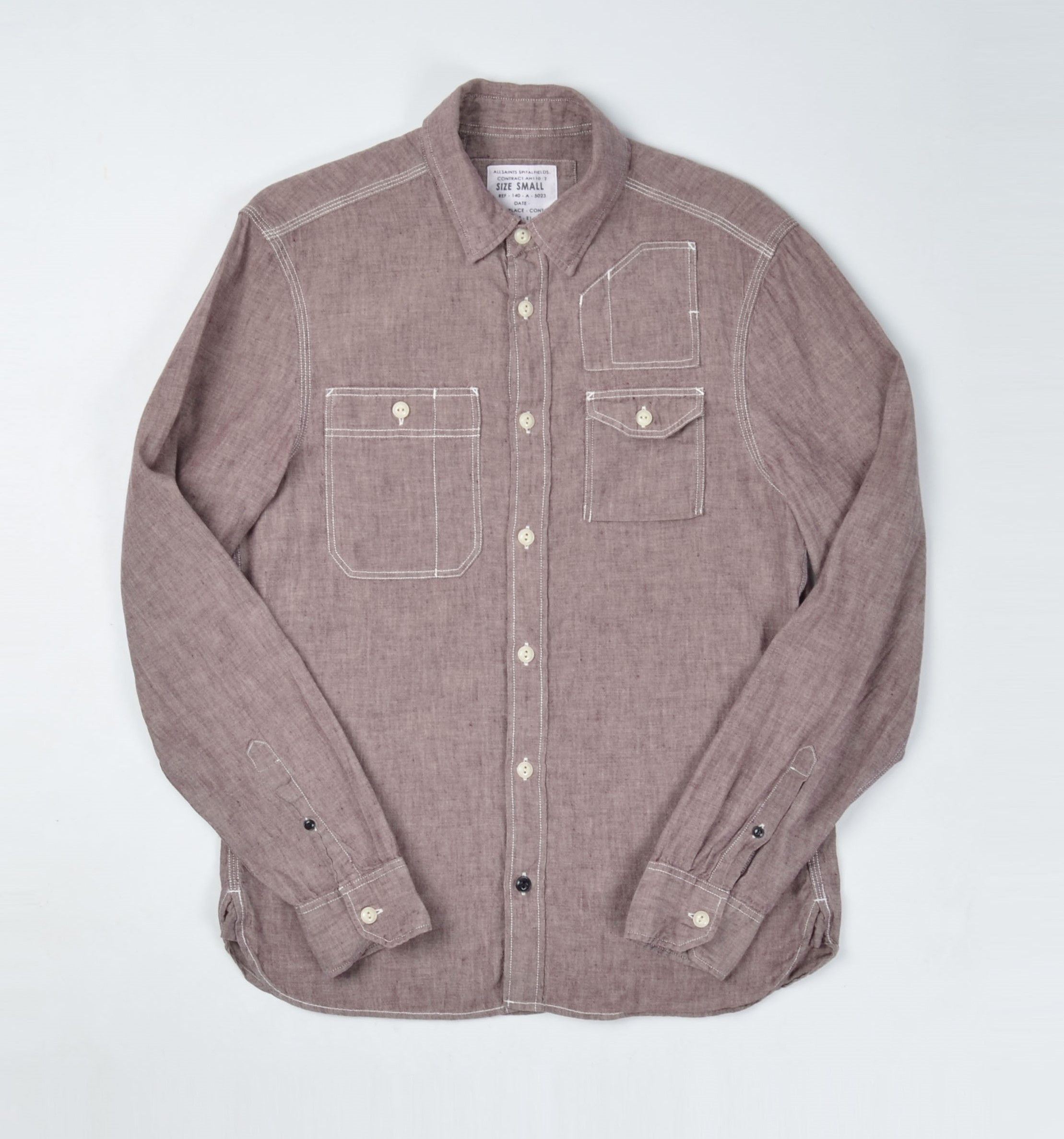 Allsaints Allsaints Linen Blend Light Brown Long Sleeve Shirt Size US S / EU 44-46 / 1 - 1 Thumbnail