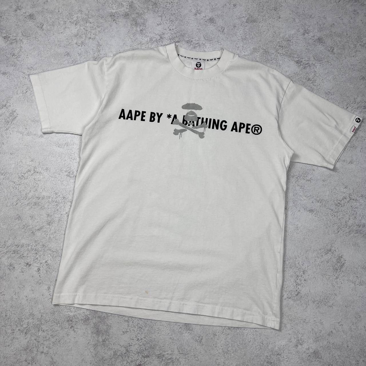 Aape AAPE By A Bathing Ape White Large Logo Skull Graphic Tee Size US L / EU 52-54 / 3 - 3 Thumbnail