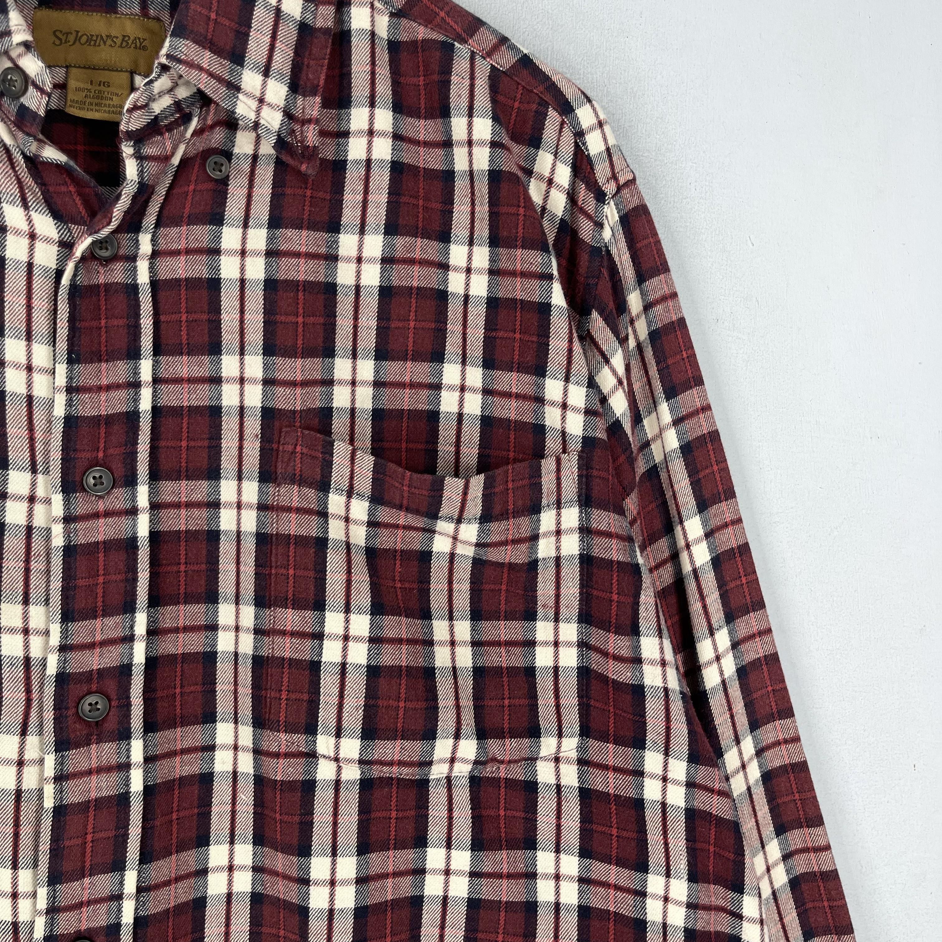 Flannel ST JOHN'S BAY Tartan Burgundy Checkered Flannel Button Up Size US L / EU 52-54 / 3 - 3 Thumbnail
