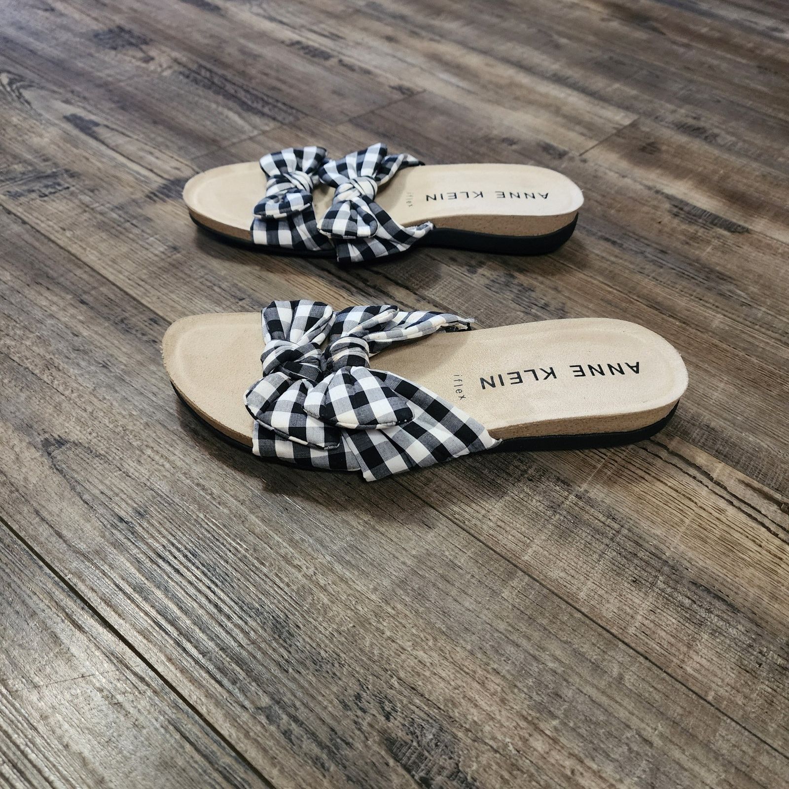 Anne Klein Anne Klein black white plaid sandals shoes womens size 7 SH3 Size US 7 / IT 37 - 4 Thumbnail