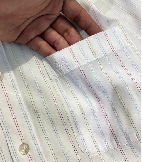 Balenciaga × Designer Vintage Balenciaga Striped Long Sleeve Shirt Size US L / EU 52-54 / 3 - 4 Thumbnail