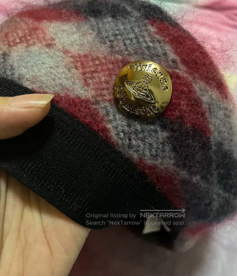 Vivienne Westwood Vivienne Westwood Herringbone beret with metal Saturn embl Size ONE SIZE - 6 Thumbnail