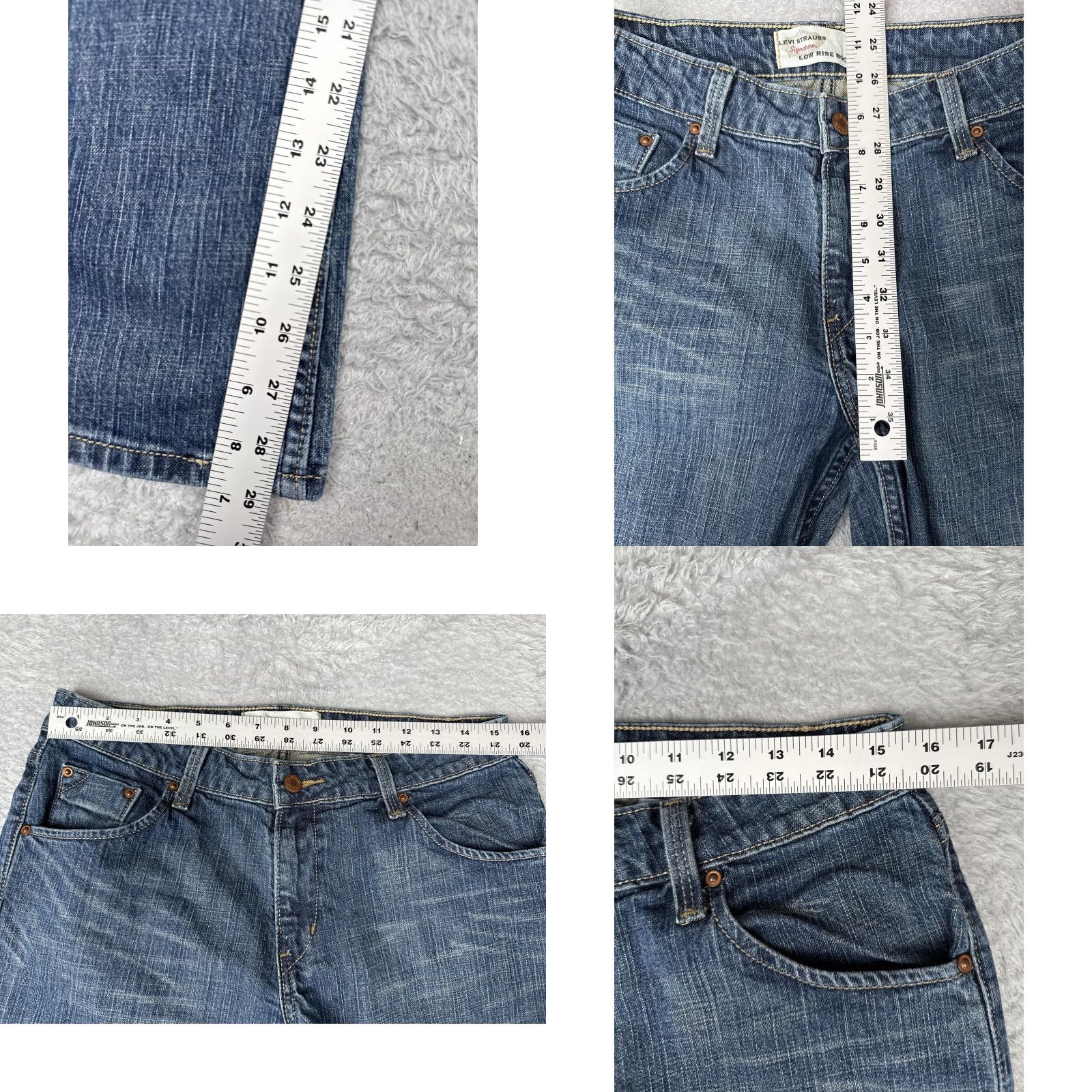 Vintage Levi Strauss Signature Jeans Womens 10 Short Blue Bootcut Jeans with Stretch 30x29 Low Rise 5-Pocket Denim Size 32" / US 10 / IT 46 - 8 Thumbnail