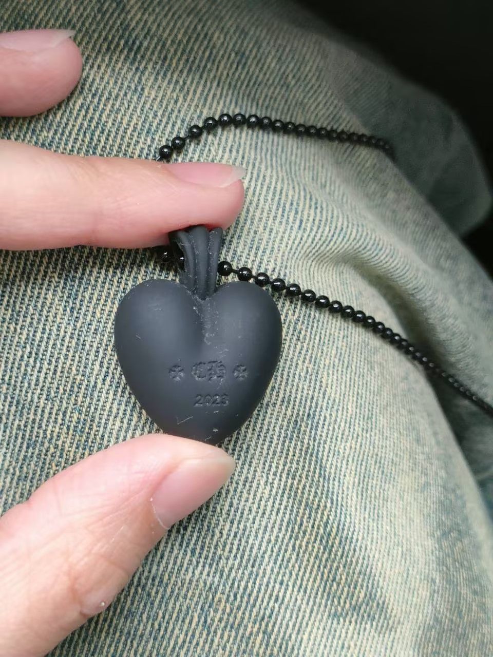 Chrome Hearts Chrome Hearts Black Resin Heart Pendant Ball Chain Necklace Size ONE SIZE - 5 Thumbnail