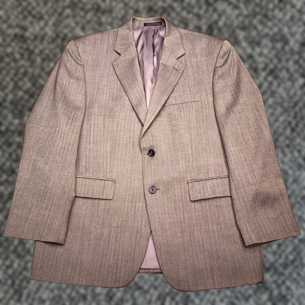Chaps Chaps Suit Jacket Mens 40S Herringbone Wool Blazer, Notch Lapel, Single-Breasted, Two-Button Front, Brown, Regular Fit, Dry Clean Only Size 40R - 1 Thumbnail