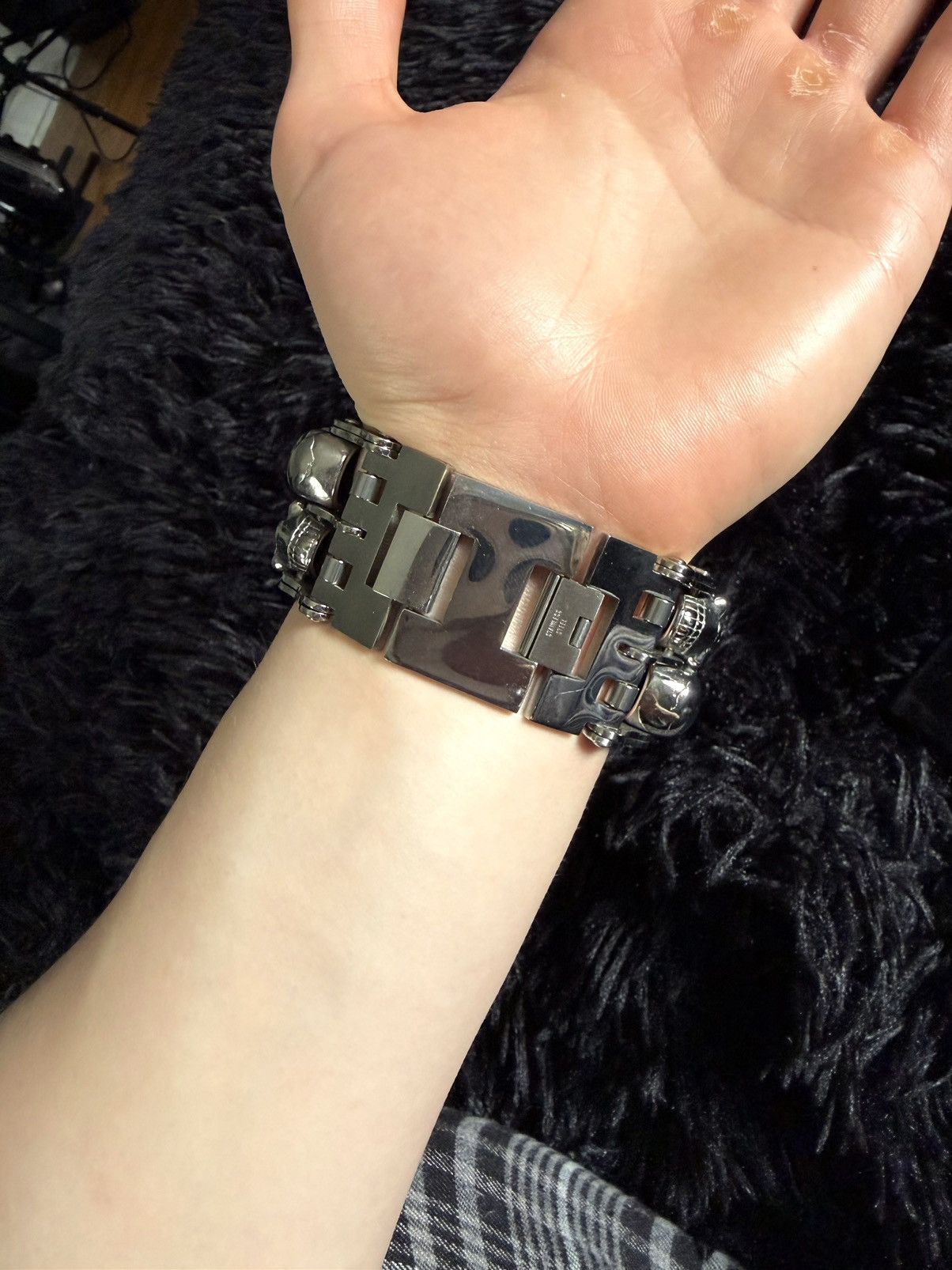 Other Double Skull Stainless Steel Bracelet 20cm Size ONE SIZE - 3 Thumbnail