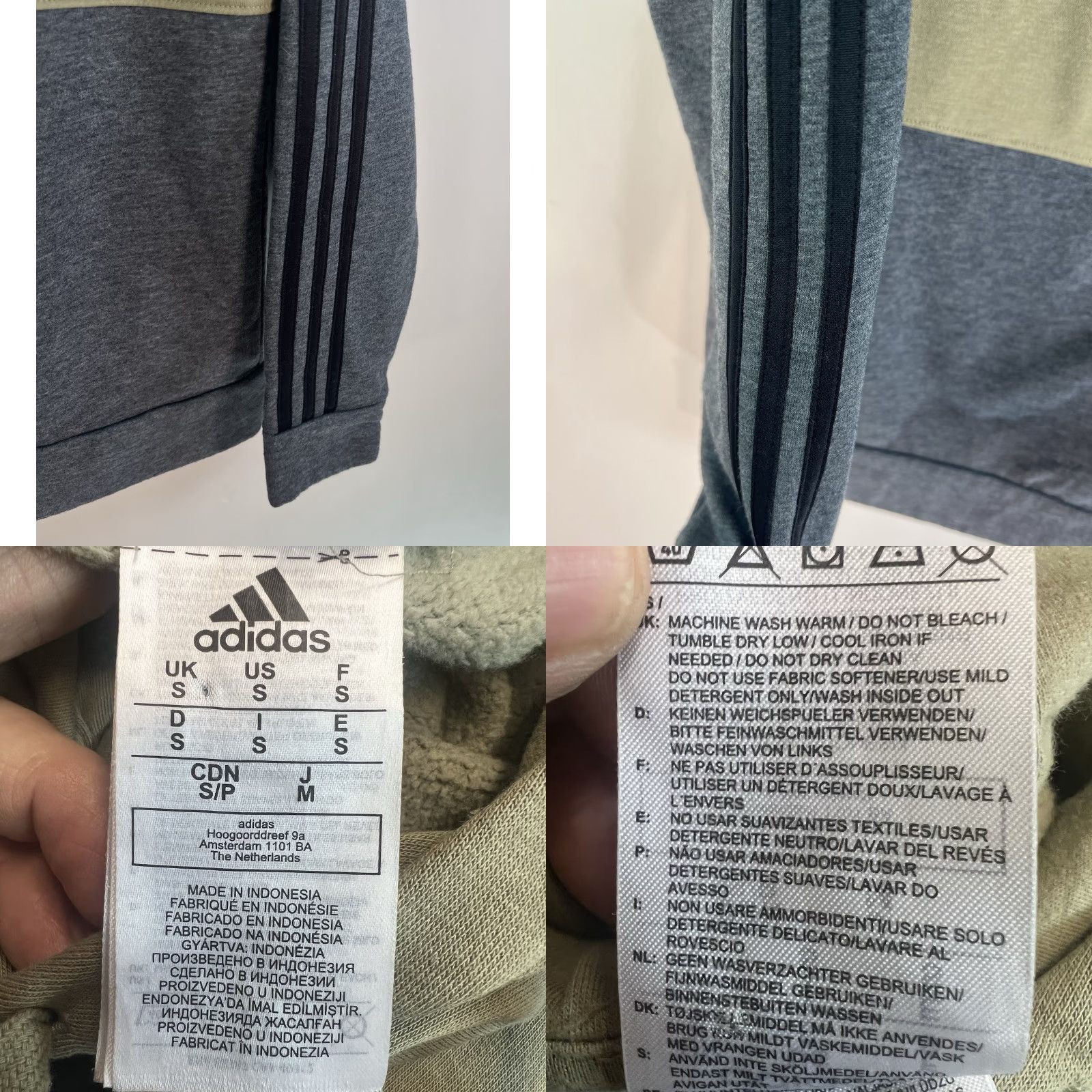 Adidas adidas Essentials Colorblock Hooded Sweatshirt Mens Size S Beige/Gray Shirt Adult Small Gray Colorblock Size US S / EU 44-46 / 1 - 8 Thumbnail