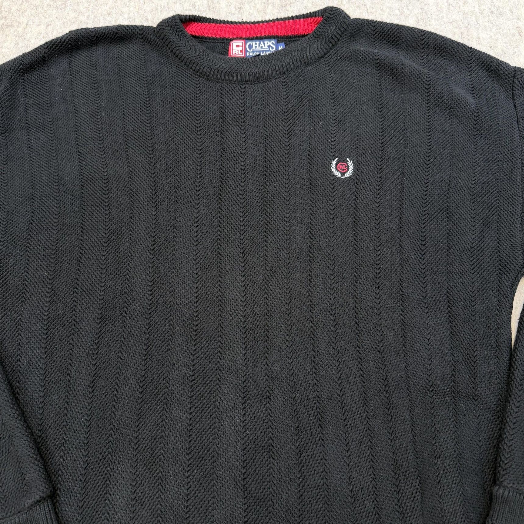 Chaps VINTAGE Chaps USA Made Black Cotton Crewneck Sweater Mens M 90s Embroidered Logo Solid Knit Size US M / EU 48-50 / 2 - 4 Thumbnail