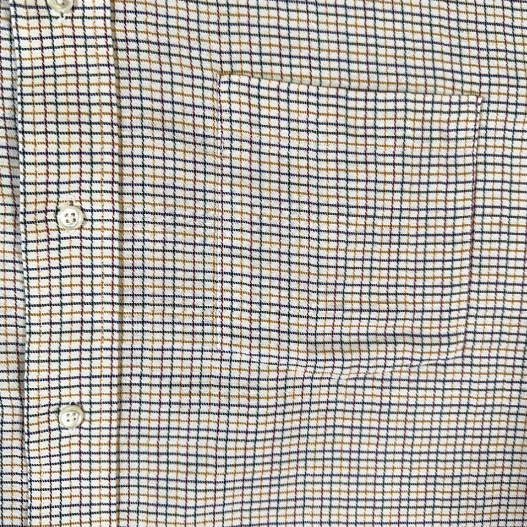 Arrow VINTAGE Arrow Dress Shirt Adult EXTRA LARGE Windowpane Plaid 80s Oxford USA Made Size 46R - 2 Thumbnail