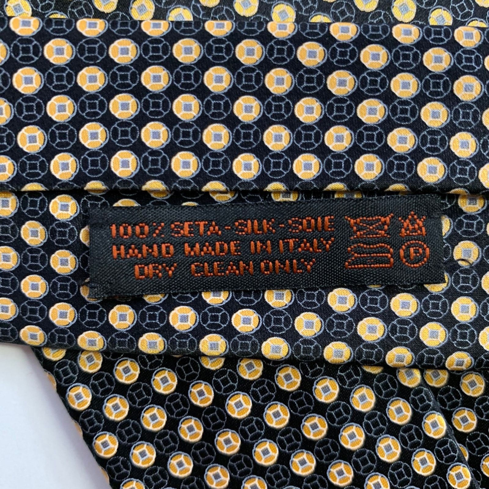 Dolcepunta DOLCEPUNTA Black Gold Foulard Dot Silk Tie Size ONE SIZE - 4 Thumbnail