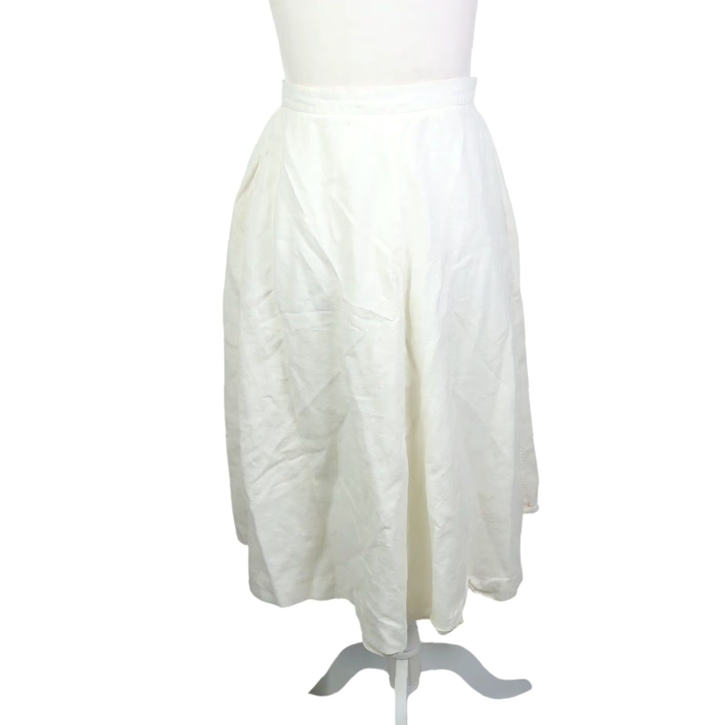 Vintage VINTAGE Condor Cream A-Line Skirt XS Midi Full Button Front 80s Womens Adults Men? Size 26" / US 2 / IT 38 - 4 Thumbnail