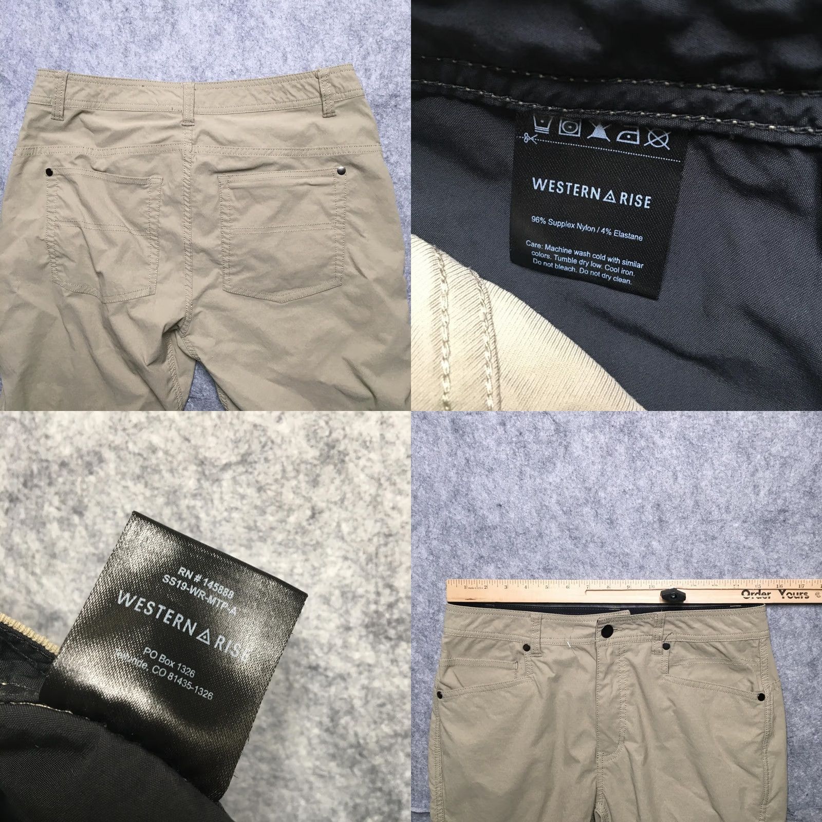 Vintage Western Rise Pants Mens 34 Khaki Beige Outdoor Stretch Nylon Hiking Lightweight Regular Waist 34 Inseam 32 Black? Size US 34 / EU 50 - 8 Thumbnail