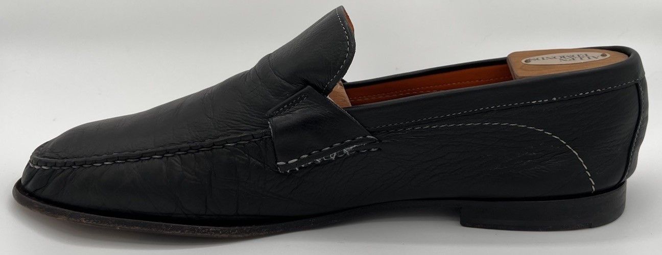 Santoni SANTONI Mens Penny Loafers Black Napa Leather Size 13E Italy Size US 13 / EU 46 - 2 Thumbnail