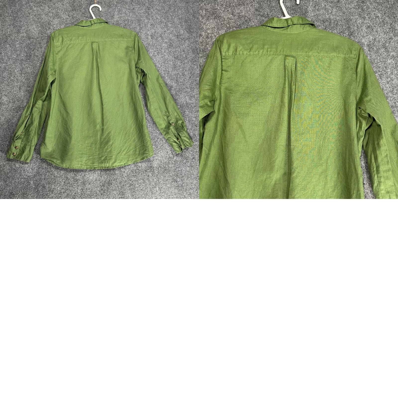 J.Crew J.CREW Shirt Womens Medium Green Cotton Linen Button-Up Pockets Size M / US 6-8 / IT 42-44 - 8 Thumbnail