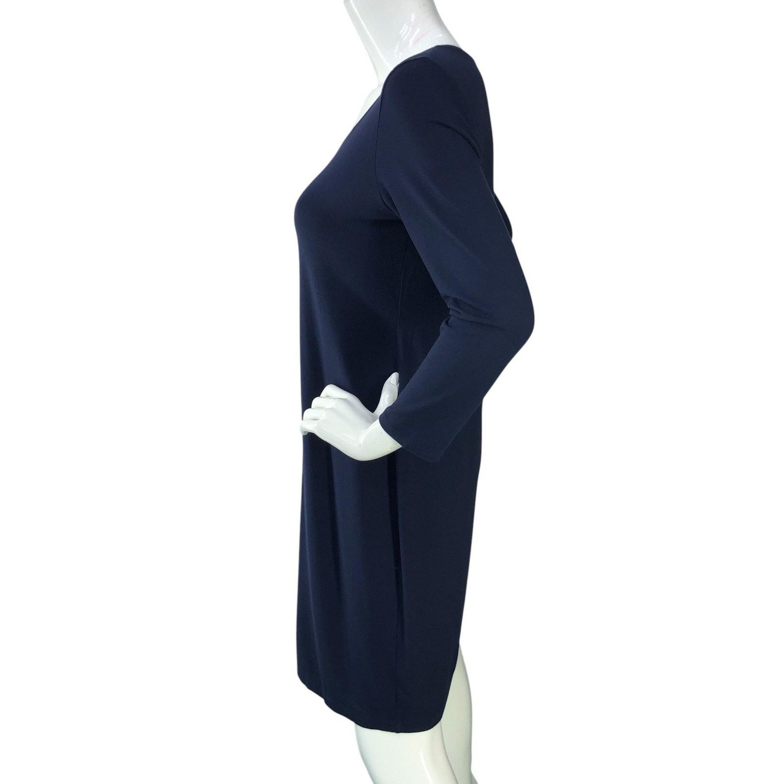Eileen Fisher Eileen Fisher Dress S Navy Blue Long Sleeve V Neck Stretch Size S / US 4 / IT 40 - 5 Thumbnail